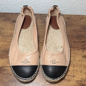 Coach Women's Beige and Black Espadrille Flats